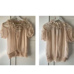 NWT Anthropologie Romantic Silk Florette Blouse